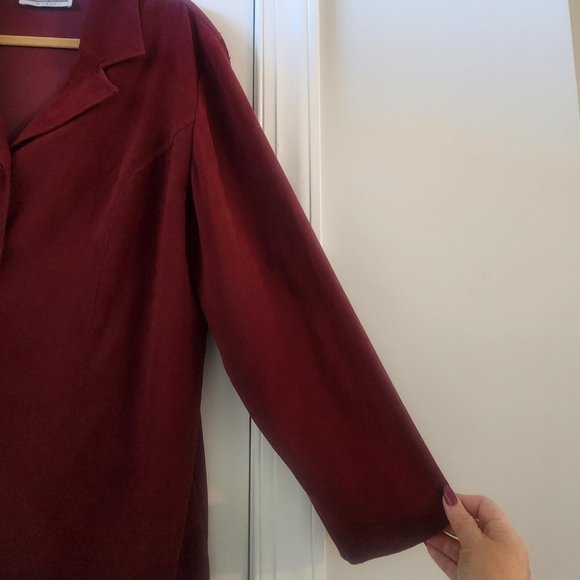 Dress Barn Woman-Deep Burgundy Microsuede-Lined-Button Down-Tailored Blazer-18W - Picture 4 of 5